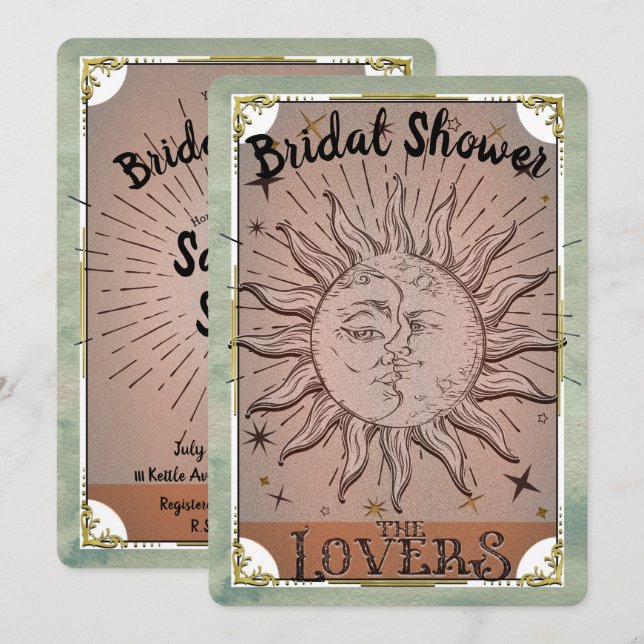Invitation de mariage au tarot des amoureux de la  (Devant / Derrière)