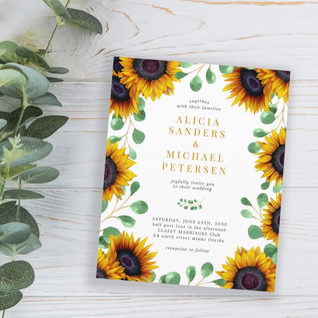 Invitation de mariage au tournesol et eucalyptus à (Créateur téléchargé)