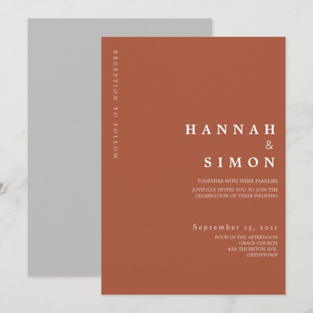 Invitation de mariage automnal moderne minimaliste (Devant / Derrière)