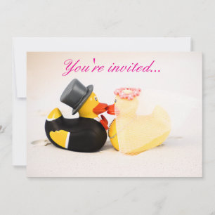 Invitation de mariage aux canards sur la plage - M