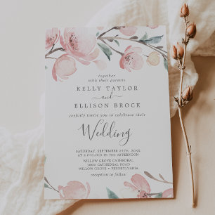 Invitation de mariage aux cerisiers en fleurs de p