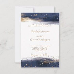 Invitation de mariage aux coups de pinceau bleus e