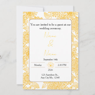 Invitation de mariage aux fleurs jaunes