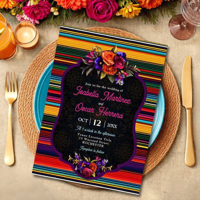 Invitation de mariage aux fleurs mexicaines élégan (Créateur téléchargé)