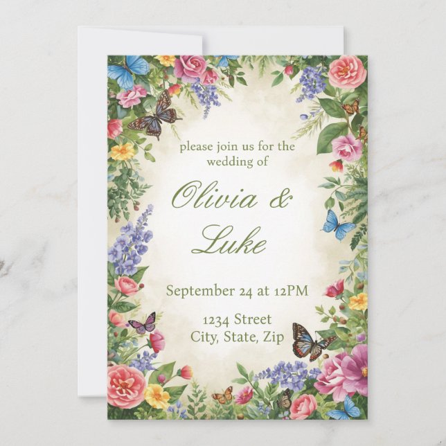 Invitation de mariage aux fleurs sauvages aquarell (Devant)