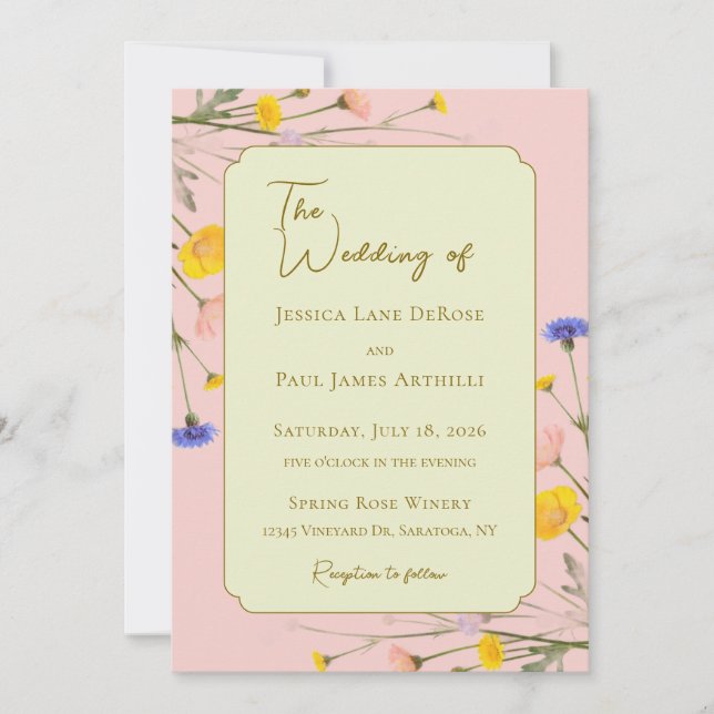 Invitation de mariage aux fleurs sauvages de print (Devant)
