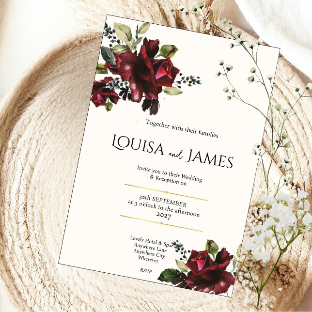 Invitation de mariage aux florales luxueuses (Créateur téléchargé)