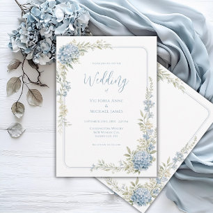 Invitation de mariage aux hydrangeas bleus floraux