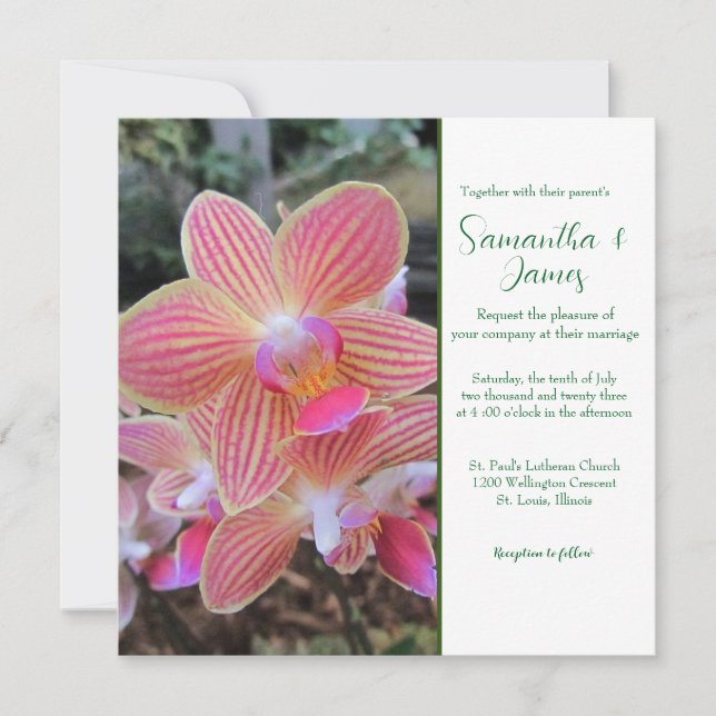 Invitation de mariage aux orchidées (Devant)