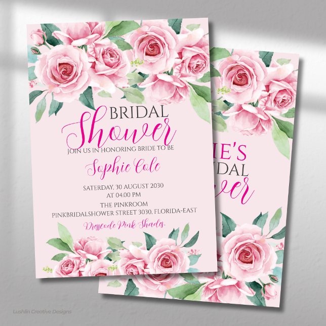 Invitation de mariage aux roses aquarelles (Créateur téléchargé)
