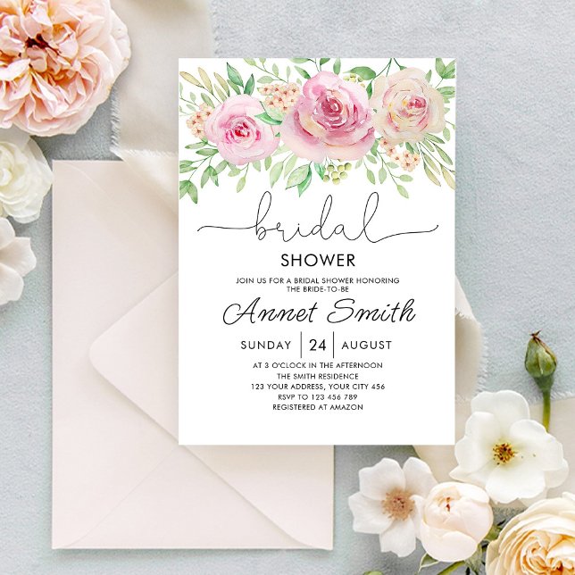 Invitation de mariage aux roses florales (Créateur téléchargé)