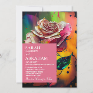 Invitation de mariage aux roses roses modernes abs