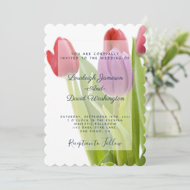 Invitation de mariage aux tulipes (Debout devant)