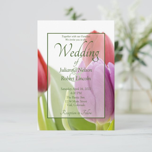 Invitation de mariage aux tulipes (Debout devant)