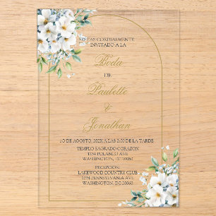 Invitation de mariage avec bouquet blanc
