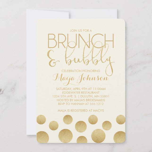 Invitation de mariage avec brunch et champagne (Devant)