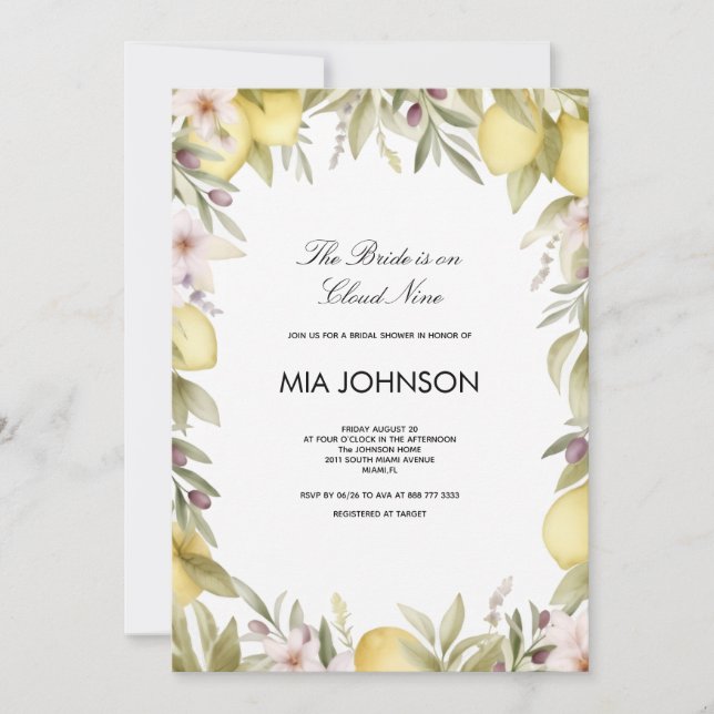 Invitation de mariage avec citron (Devant)
