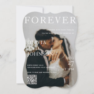 Invitation de mariage avec code QR de style magazi
