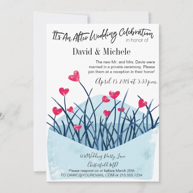 Invitation de mariage avec cœur/Post-fête de maria (Devant)