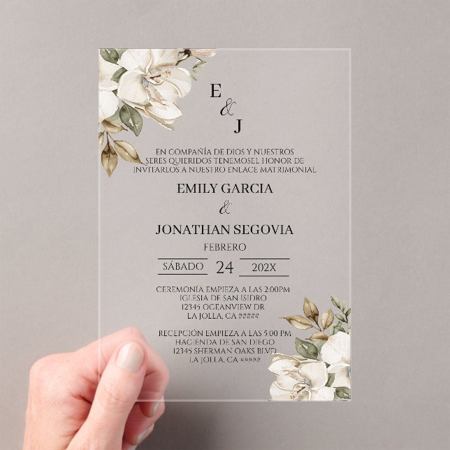 invitation de mariage avec des fleurs blanches  (In situ (ordinateur de poche))