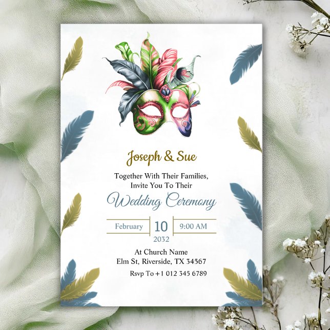 Invitation de mariage avec des fleurs tropicales (Créateur téléchargé)