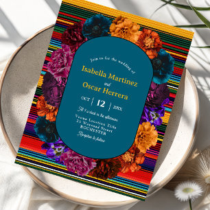 Invitation de mariage avec fleurs mexicaines moder