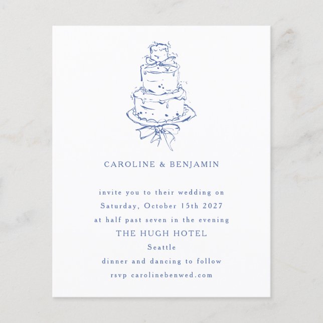 Invitation de mariage avec gâteau de mariage en gr (Devant)