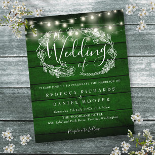 Invitation de mariage avec guillands lumineux rust