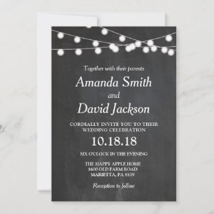 Invitation de mariage avec guirlande lumineuse et 