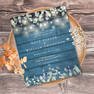Invitation de mariage avec guirlandes lilas rustiq