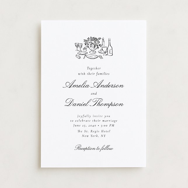 Invitation de mariage avec illustration élégante d (Créateur téléchargé)