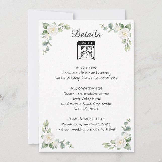 Invitation de mariage avec image de fleurs 1 (Dos)