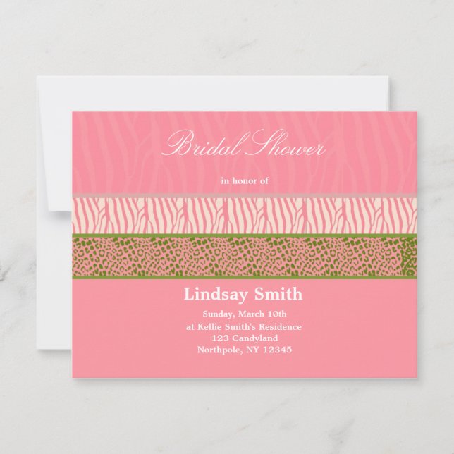 Invitation de mariage avec impression d'animal ros (Devant)