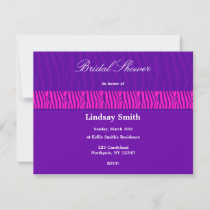 Invitation de mariage avec motif zèbre violet