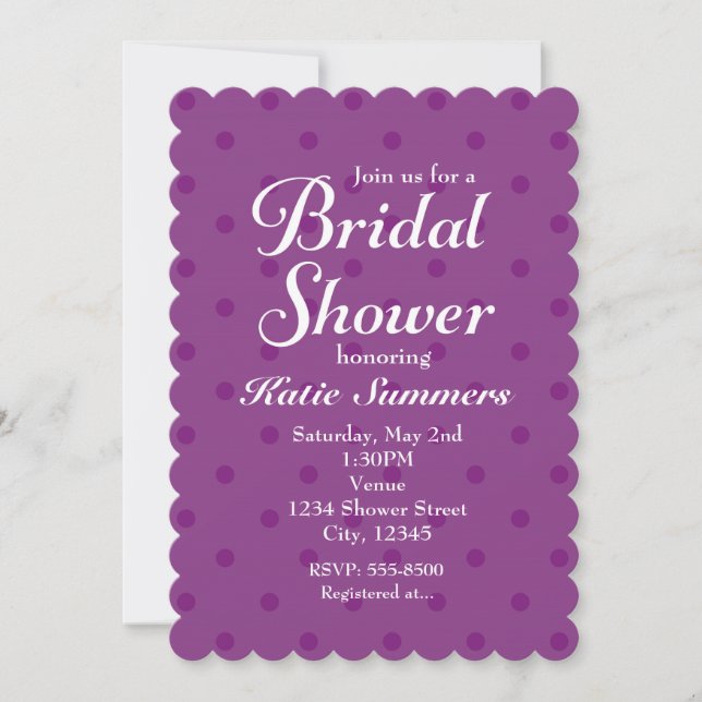 Invitation de mariage avec pois violets (Devant)