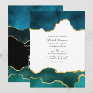 Invitation de mariage avec QR code en pierre d'aga