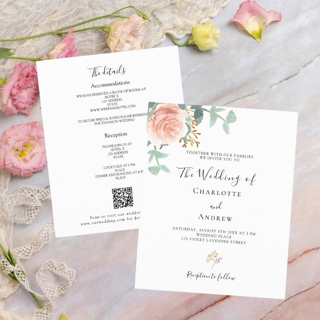 Invitation de mariage avec QR code et détails RSVP (Créateur téléchargé)