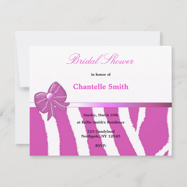 Invitation de mariage avec rayures de zèbre rose (Devant)