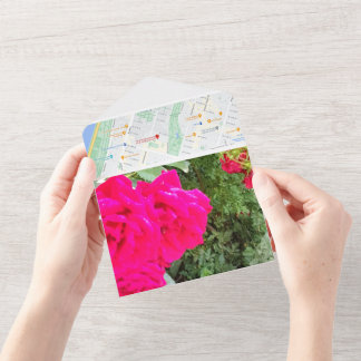 Invitation de mariage avec roses tout en un