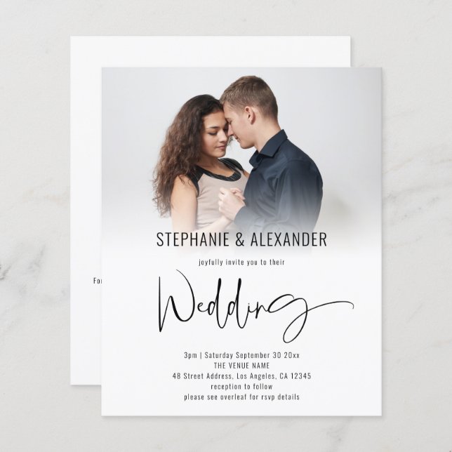 Invitation de mariage avec superposition de code Q (Devant / Derrière)