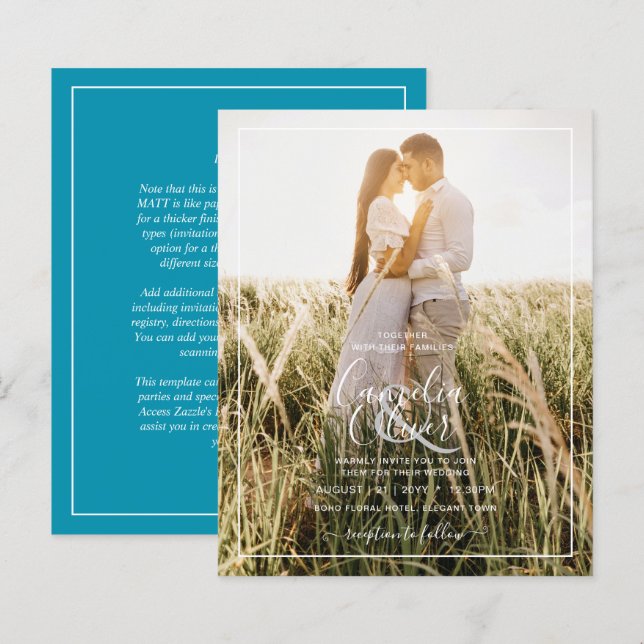 Invitation de mariage avec superposition de photo  (Devant / Derrière)