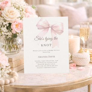 Invitation de mariage avec un nœud rose pour la fê