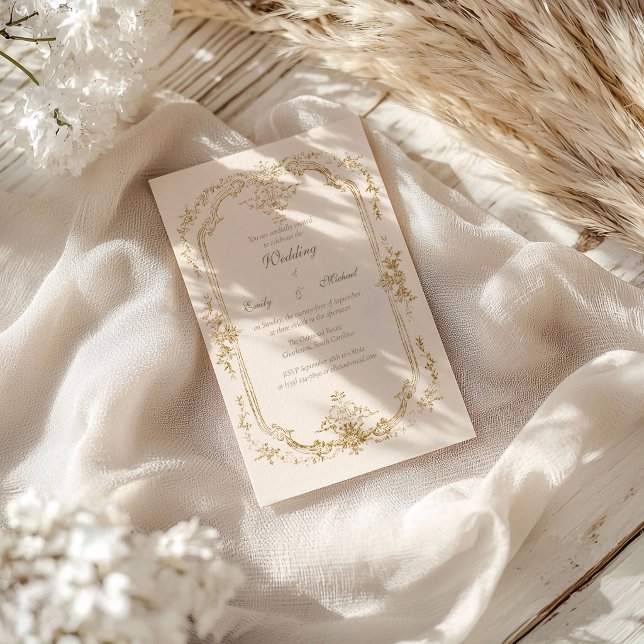Invitation de mariage Baroque Vintage Or (Créateur téléchargé)