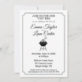 Invitation de mariage BBQ noir et blanc