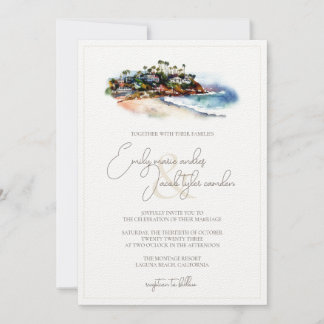 Invitation de mariage - Beach Coast en aquarelle