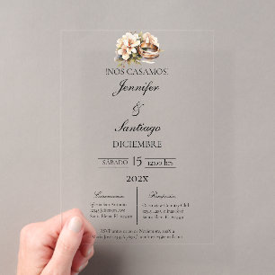 Invitation de mariage beige avec anneau
