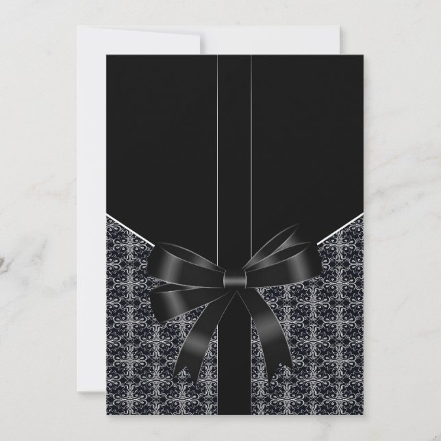 Invitation de mariage Black Damask White Lace 5x7 (Devant)