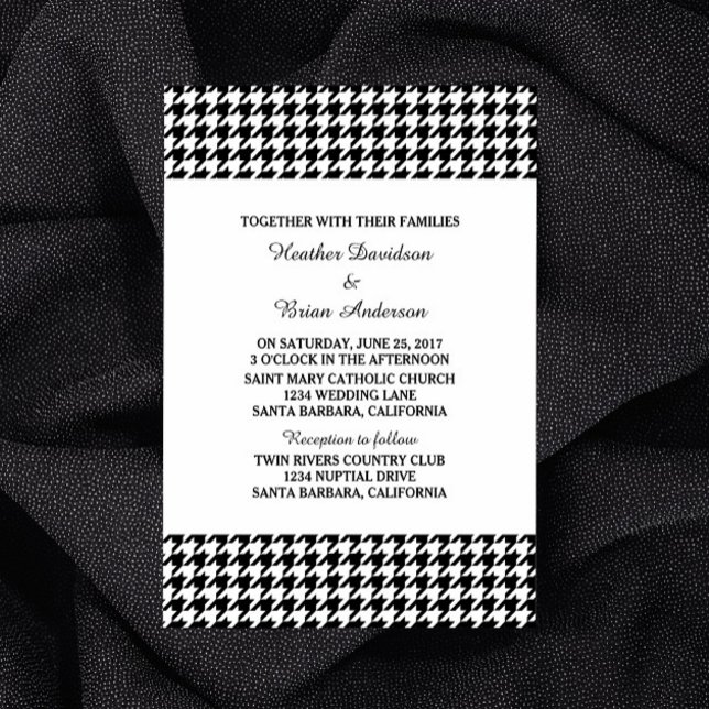 Invitation de mariage Black Houndstooth (Black Houndstooth Wedding Invite)