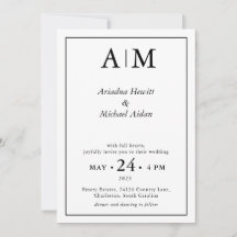 Invitation de mariage blanche élégante et minimali