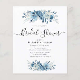 invitation de mariage bleu marine et blanc à motif